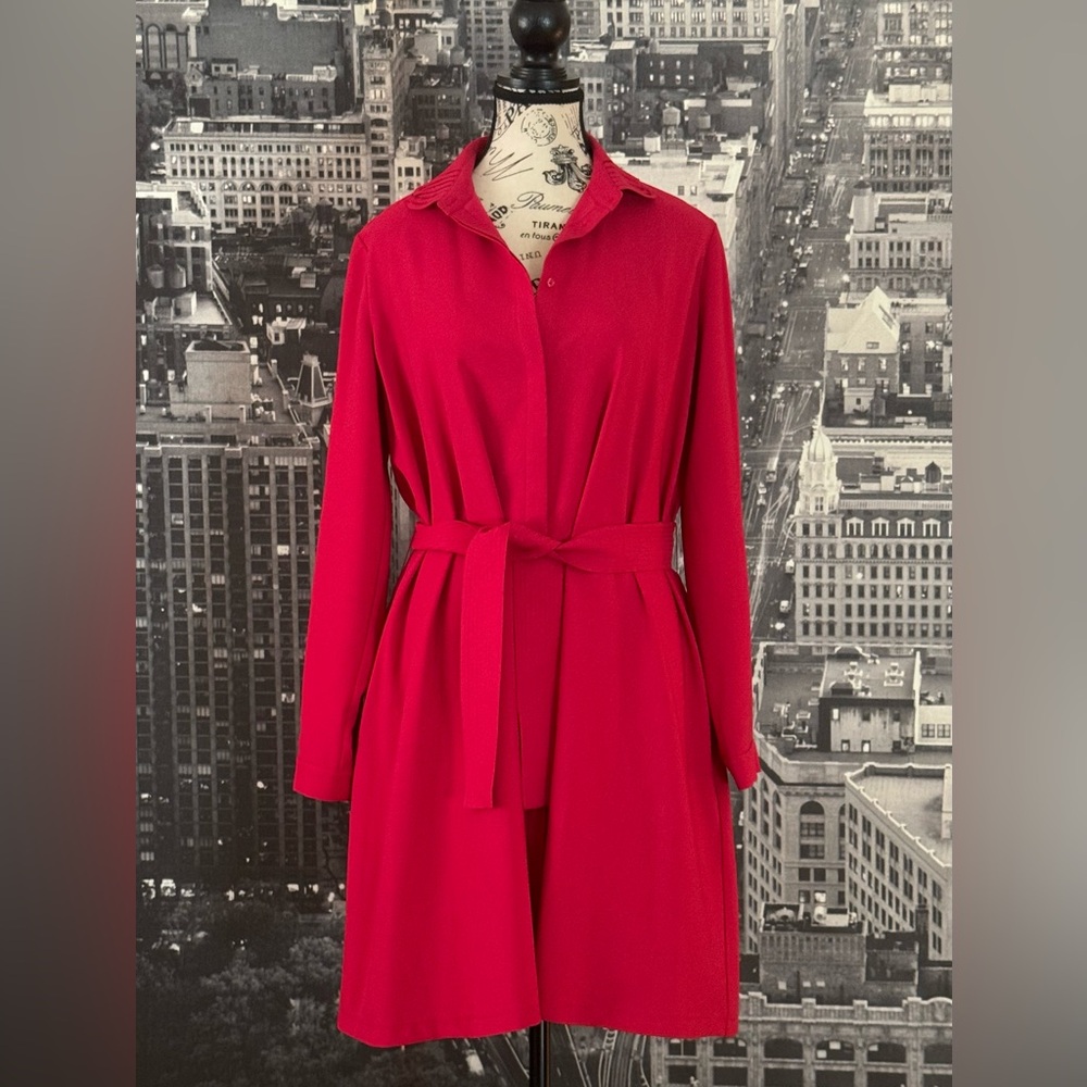 NWOT Maje Rivoise Fushia Belted Long Sleeve Dress - Picture 3 of 9